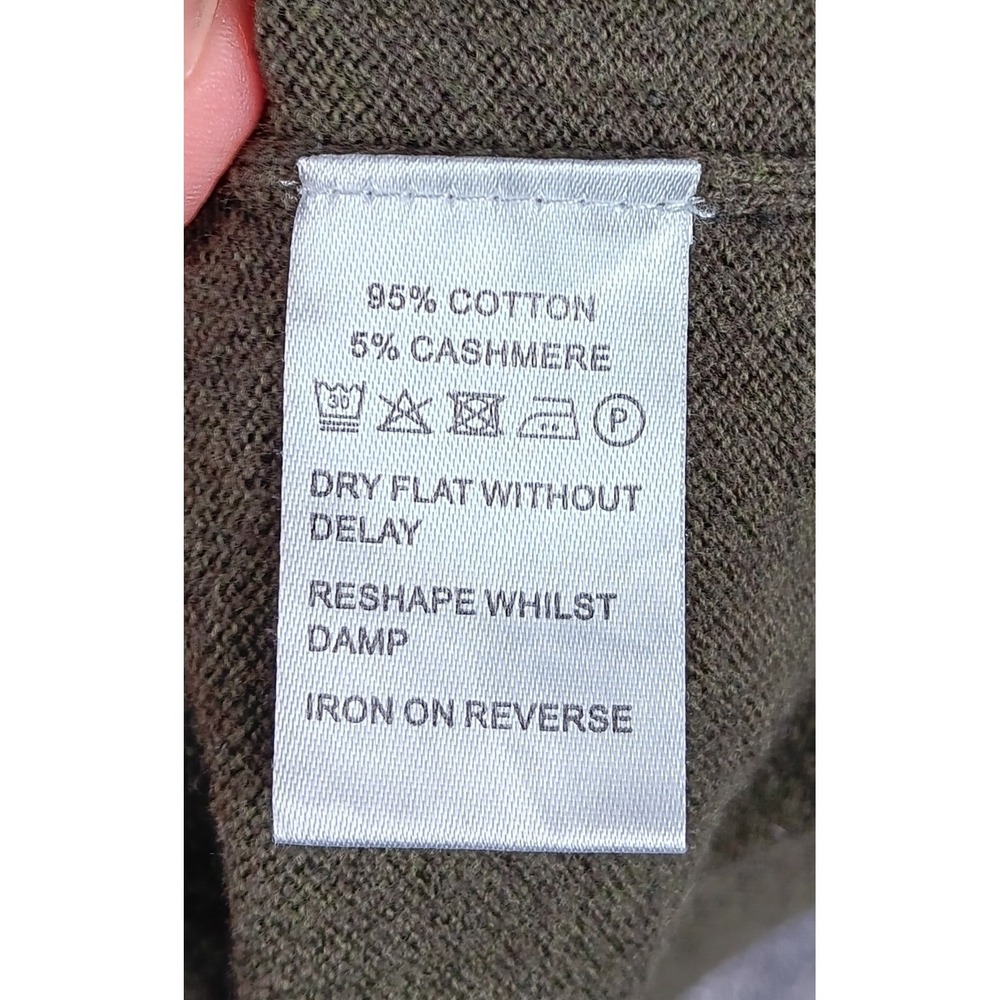 Charles Tyrwhitt Men's XL V-Neck Sweater 95% Cotton 5% Cashmere Olive Green - Picture 4 of 6